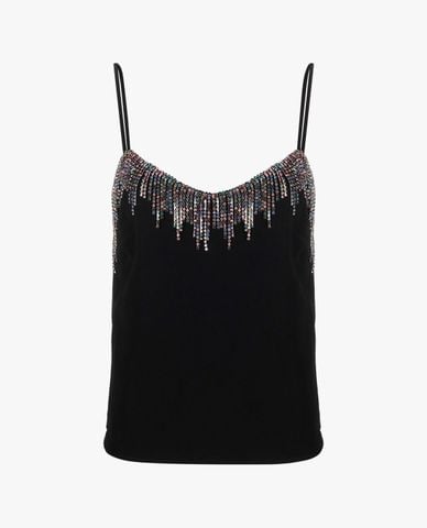  PINKO - Áo hai dây nữ cổ V Rhinestone Fringe 