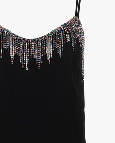  PINKO - Áo hai dây nữ cổ V Rhinestone Fringe 