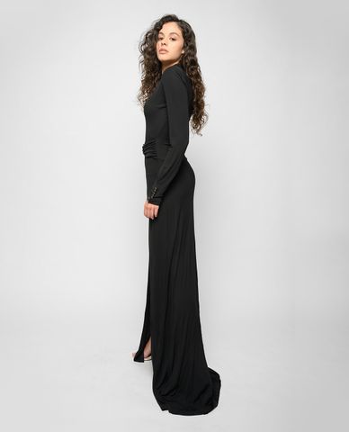  PINKO - Đầm midi cổ chữ V tay dài Love Birds Buckle 