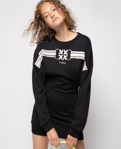  PINKO - Đầm mini cổ tròn dài tay Fleece Love Birds 