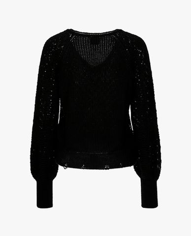  PINKO - Áo len nữ tay dài phom suông Crochet Knit 