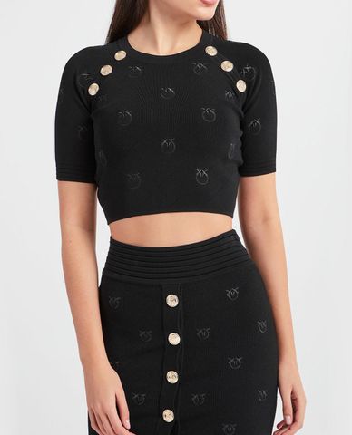  PINKO - Áo len nữ ngắn tay phom ôm Rosarno 