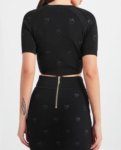  PINKO - Áo len nữ ngắn tay phom ôm Rosarno 