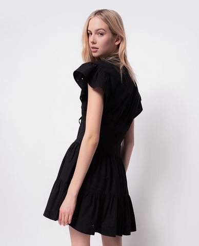  PINKO - Đầm mini cổ V tay ngắn xếp li Alassio Monogram Broderie 