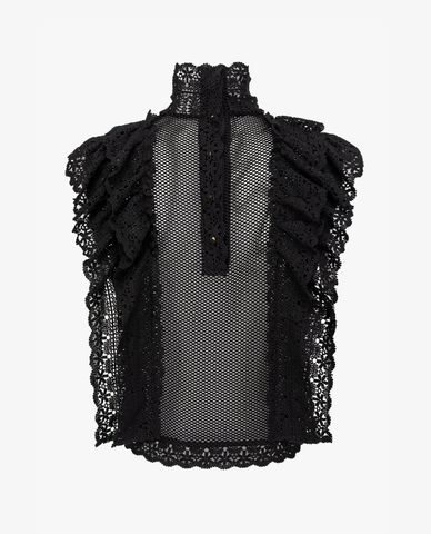  PINKO - Áo kiểu nữ vải lưới cổ lọ hiện đại Todi 