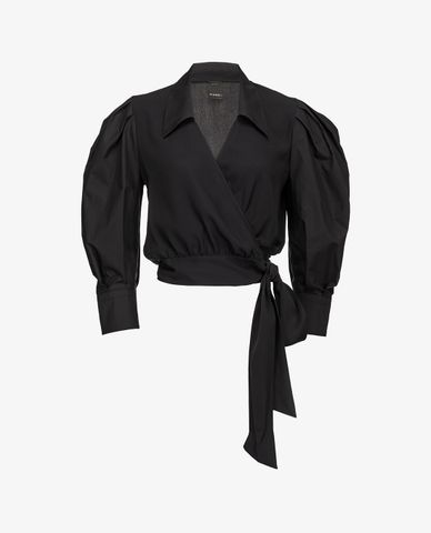  PINKO - Áo kiểu nữ cổ bẻ tay phồng hiện đại Crotone 