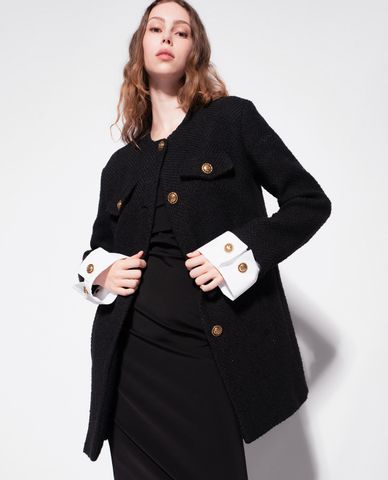  PINKO - Áo khoác nữ dáng dài cổ tròn Carolina 