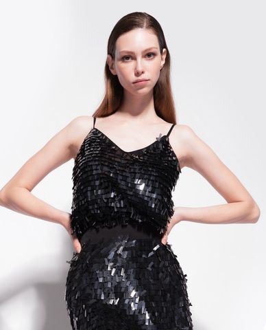  PINKO - Áo hai dây nữ phom suông đính sequin Tosca 