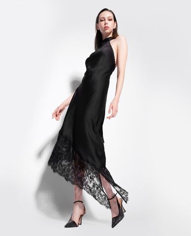  PINKO - Đầm midi sát nách cổ cao hở lưng Annita 