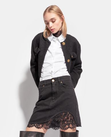  PINKO - Chân váy mini denim phối ren Grughio 