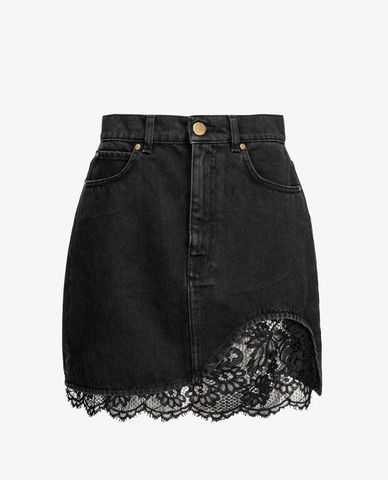  PINKO - Chân váy mini denim phối ren Grughio 