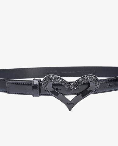  PINKO - Thắt lưng bản mảnh phối mặt trái tim đính đá Love Heart H2 