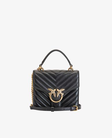  PINKO - Túi xách nữ phom vuông nắp gập chần bông Love Mini Top 