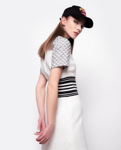  PINKO - Đầm mini cổ V tay ngắn phối zip Aglie 