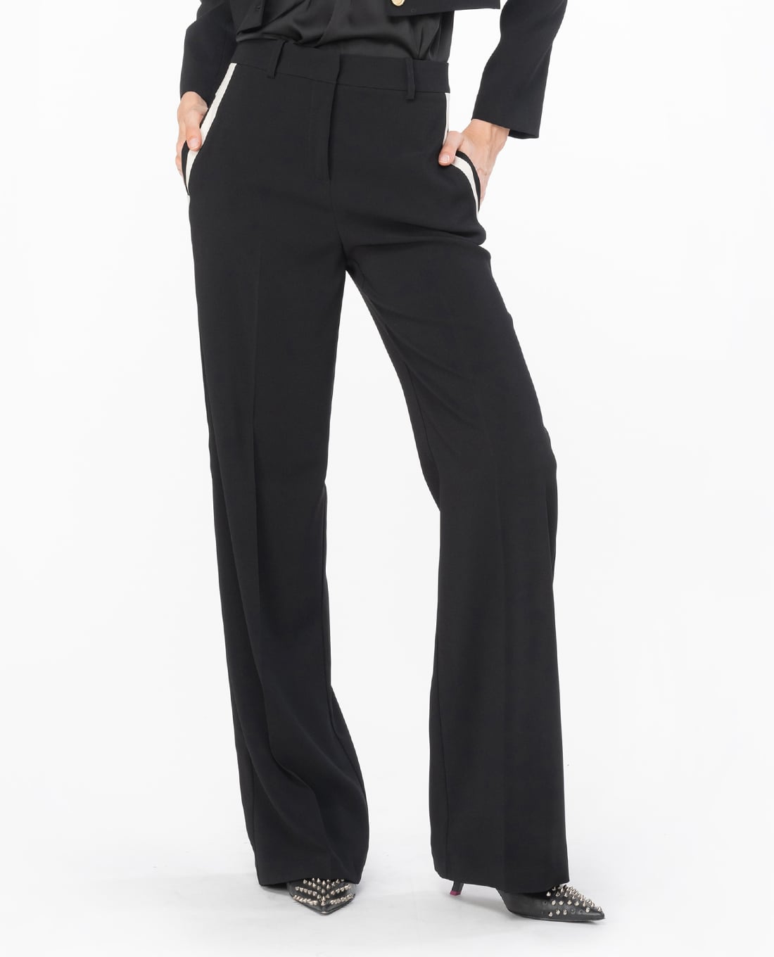 PINKO - Quần nữ ống rộng lưng cao Ottetto