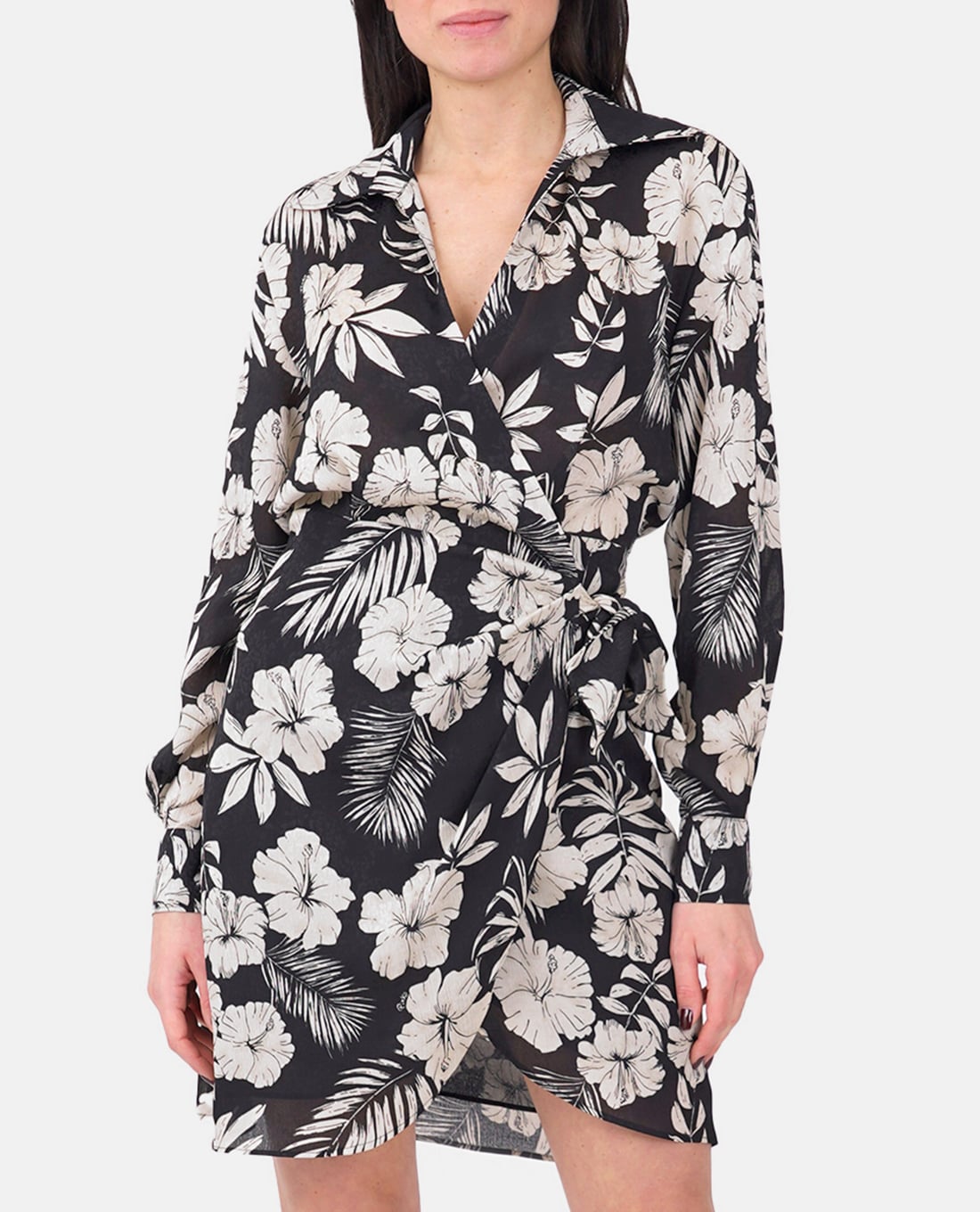 PINKO - Đầm mini cổ gập tay dài Abilitato
