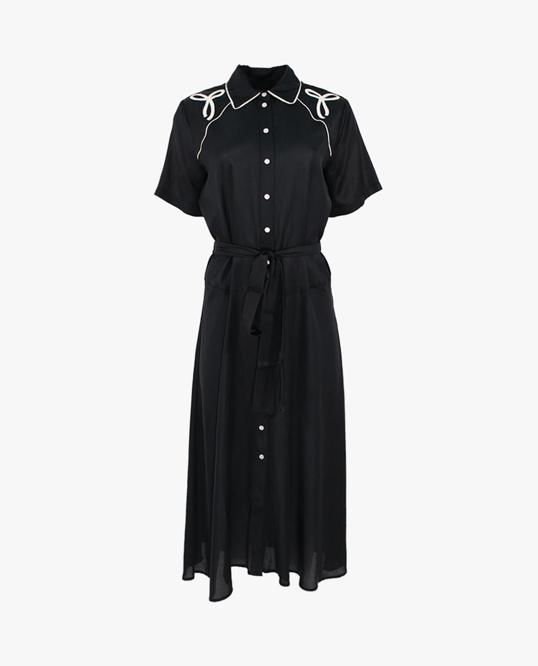 PINKO - Đầm sơ mi midi cổ bẻ tay ngắn Encanto Chemisier