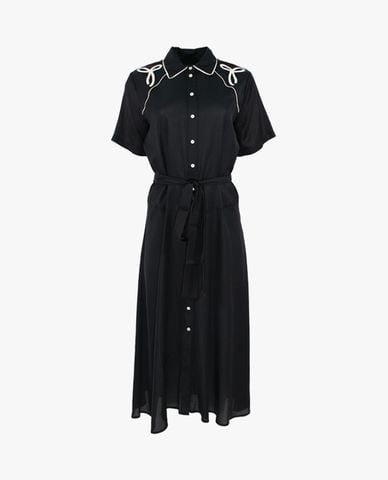  PINKO - Đầm sơ mi midi cổ bẻ tay ngắn Encanto Chemisier 