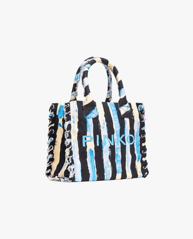  PINKO - Túi tote phom chữ nhật phối sọc Beach Shopping 