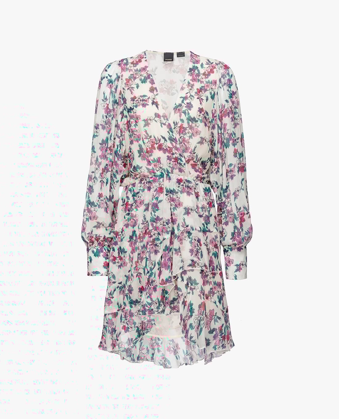 PINKO - Đầm mini cổ V tay dài họa tiết hoa xinh xắn Alma