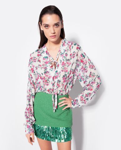  PINKO - Áo kiểu nữ cổ V tay dài họa tiết hoa Benita 