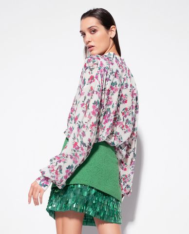  PINKO - Áo kiểu nữ cổ V tay dài họa tiết hoa Benita 