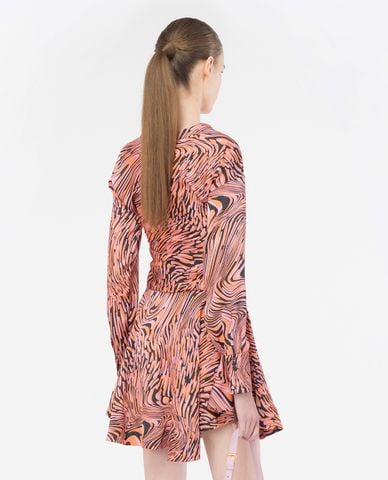  PINKO - Đầm sơ mi mini cổ V thắt lưng phối hoạ tiết Anchise 