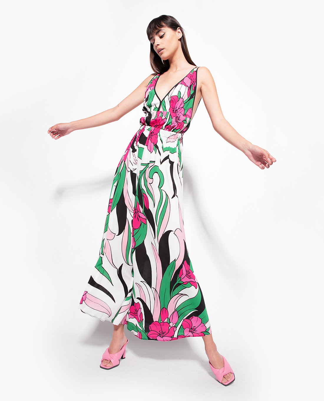 PINKO - Đầm sát nách họa tiết hoa Nocciolo