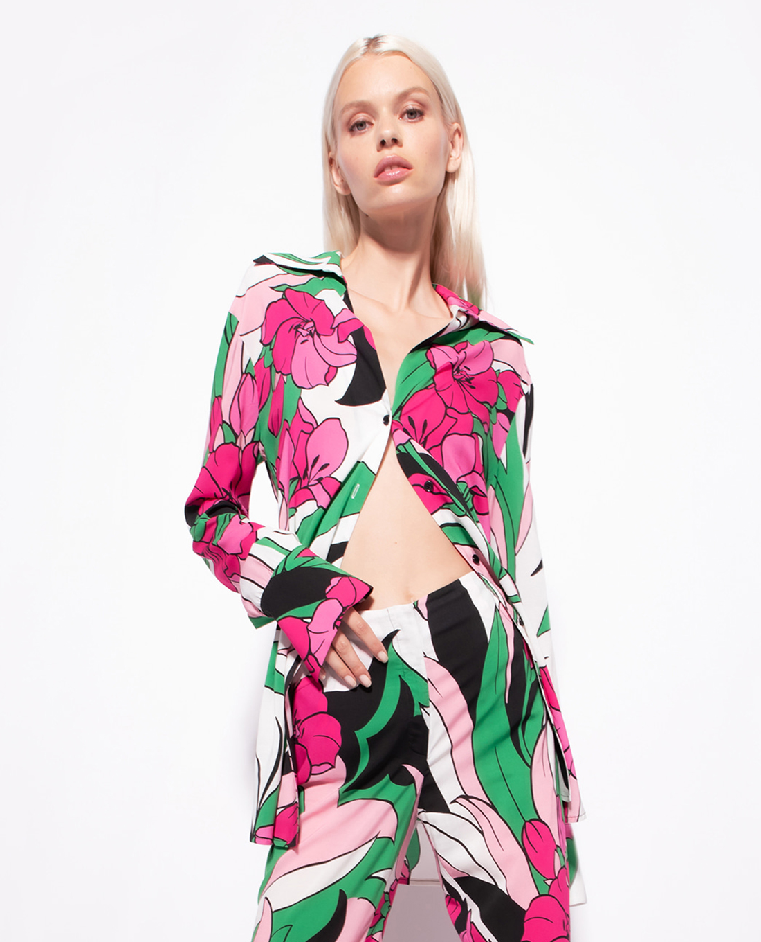 PINKO - Áo sơ mi nữ cổ bẻ tay dài Cruciale