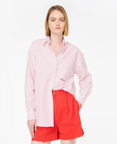  PINKO - Áo sơ mi cổ bẻ tay dài hoạ tiết kẻ sọc Bridport 