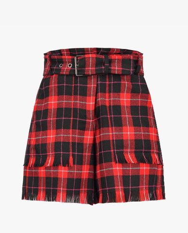  PINKO - Quần shorts nữ lưng cao Check Flannel 