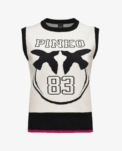  PINKO - Áo len nữ sát nách cổ tròn thời trang Anagni 
