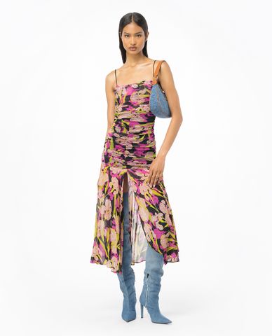  PINKO - Đầm hai dây midi xẻ tà Abbronzato 