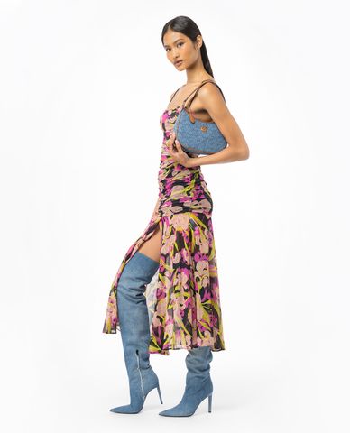  PINKO - Đầm hai dây midi xẻ tà Abbronzato 