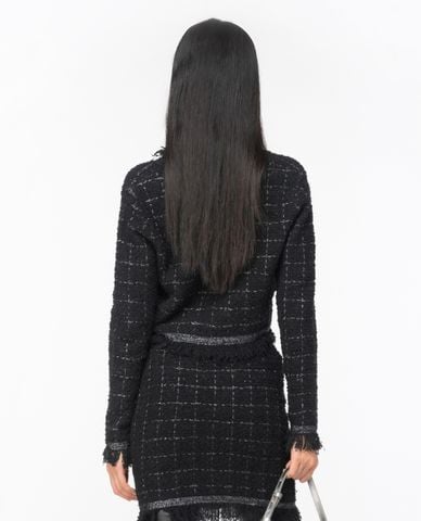  PINKO - Áo khoác tweed nữ cổ V tay dài Babbuino 