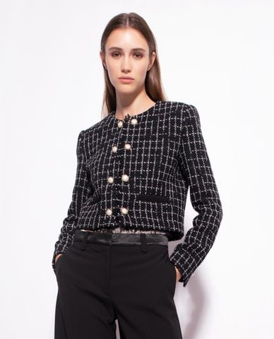  PINKO - Áo khoác croptop nữ hai hàng nút Esile 