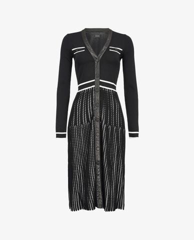  PINKO - Đầm midi tay dài cổ V Two Tone Eloro 