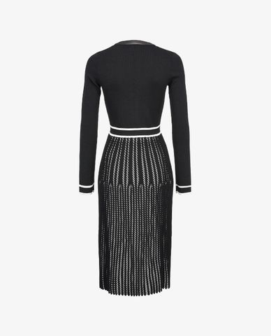  PINKO - Đầm midi tay dài cổ V Two Tone Eloro 