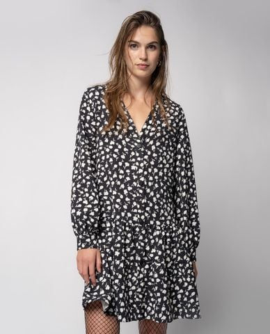  PINKO - Đầm mini tay dài cổ V Floral 