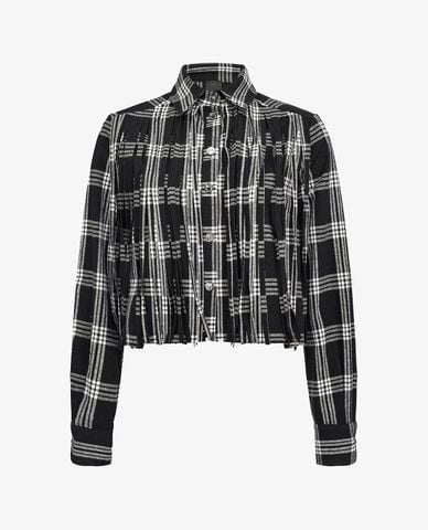  PINKO - Áo sơ mi nữ tay dài họa tiết caro thời trang 