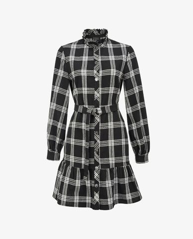  PINKO - Đầm sơ mi tay dài cổ trụ Check 