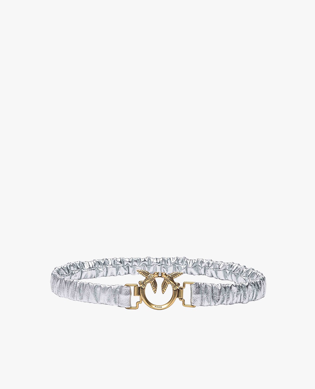 PINKO - Thắt lưng bản mảnh phối logo lấp lánh Ondina
