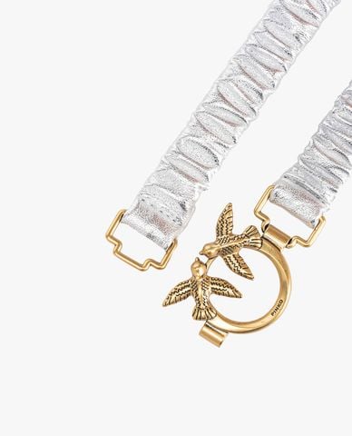  PINKO - Thắt lưng bản mảnh phối logo lấp lánh Ondina 
