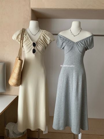  Đầm maxi thun cotton xếp ly ngực Wgwe - Nhakholiti - D920 