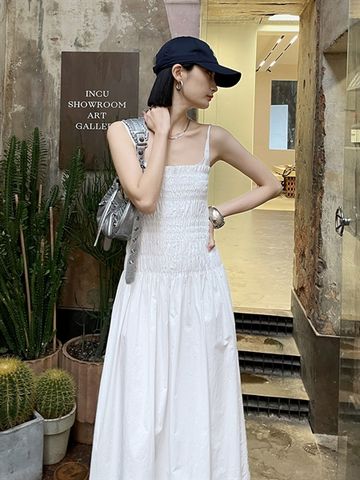  Đầm maxi 2 dây dún thân xoè nhẹ cao cấp 