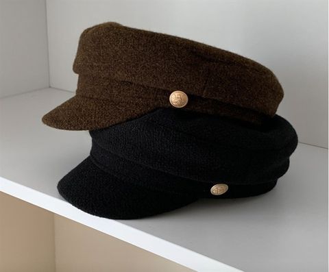  Nón beret có vành chất dạ đính nút retro - Nhakholiti - N262 