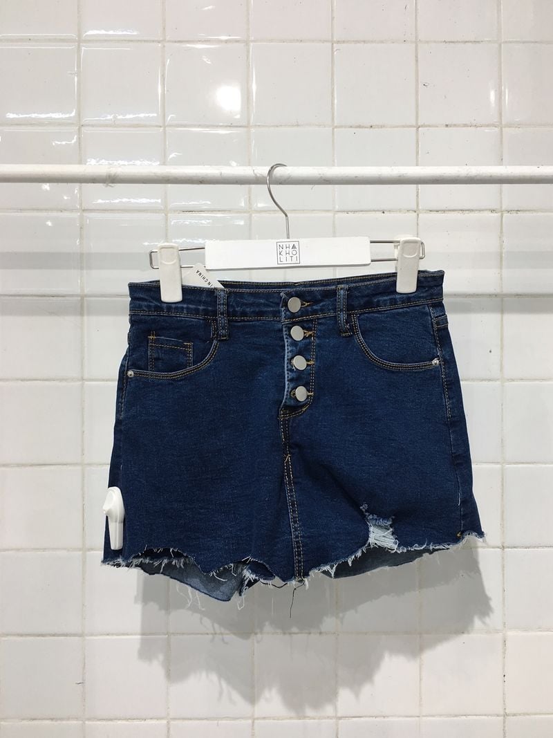 Quần short jean giả váy wash nhẹ cho bé gái