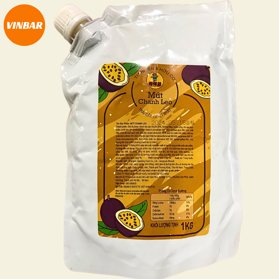 SINH TỐ CHANH DÂY MAO MAO 1KG (12 TÚI/THÙNG) - (TÚI)