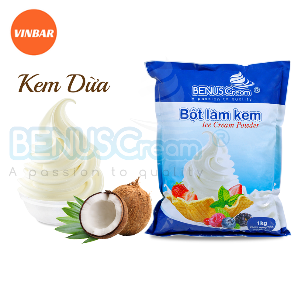 BỘT LÀM KEM TƯƠI BENUSCREAM VỊ DỪA