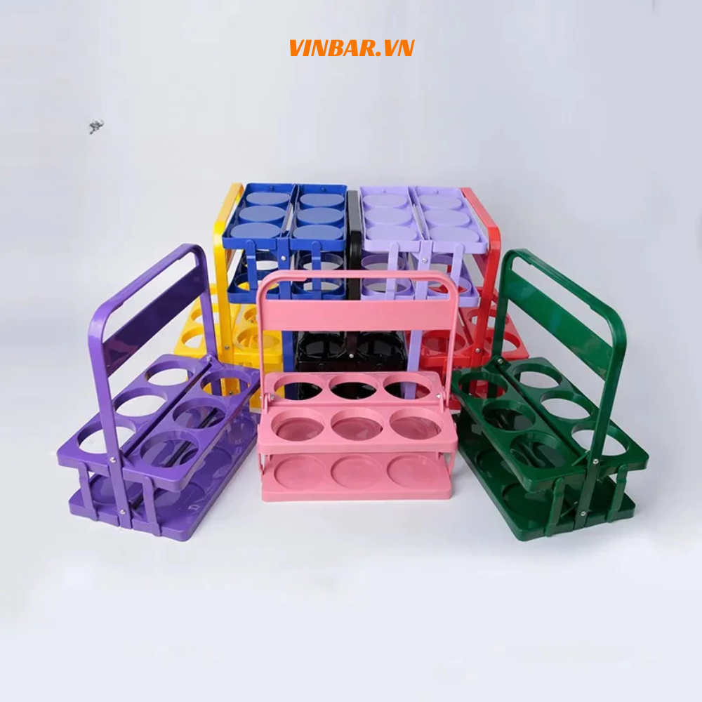 KHAY ĐỰNG LY NƯỚC CÓ QUAI XÁCH DI ĐỘNG 6 NGĂN